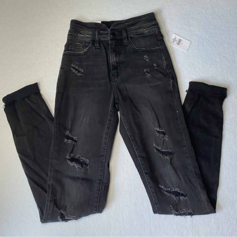 NEW Kancan Signature Black Kurvy Ultra High Rise Ankle-Skinny Stretch 22” Sz 0
